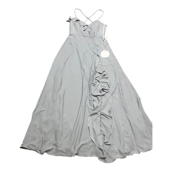 NWT womens Wtoo by Watters diane french blue ruffle v neck Bridesmaid Dress sz 4 - Picture 2 of 9